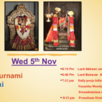Wed 5th Nov – Aippasi Pournami (Maha Barani)